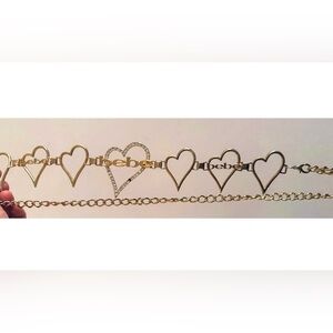 bebe Gold Heart Chain Belt with rhinestones *missing a gem